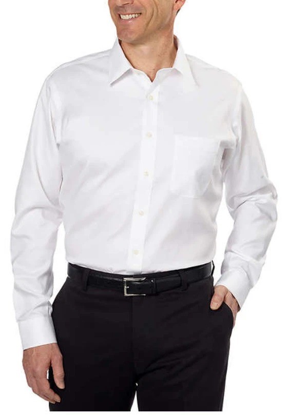SIGNATURE Men's Custom Fit Non-Iron Shirt, Size 41-86/89, 100% Cotton, Whit