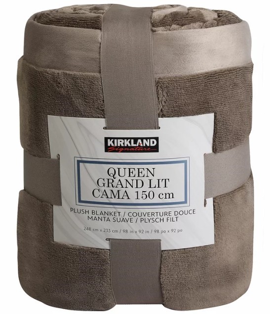 SIGNATURE Plush Blanket Queen Grand Lit Cama, 248 x 233cm, Taupe.