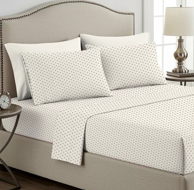 BOUTIQUE LIVING 4pc Cotton Flannel Sheet Set, Queen, Ultra Rev Dot.