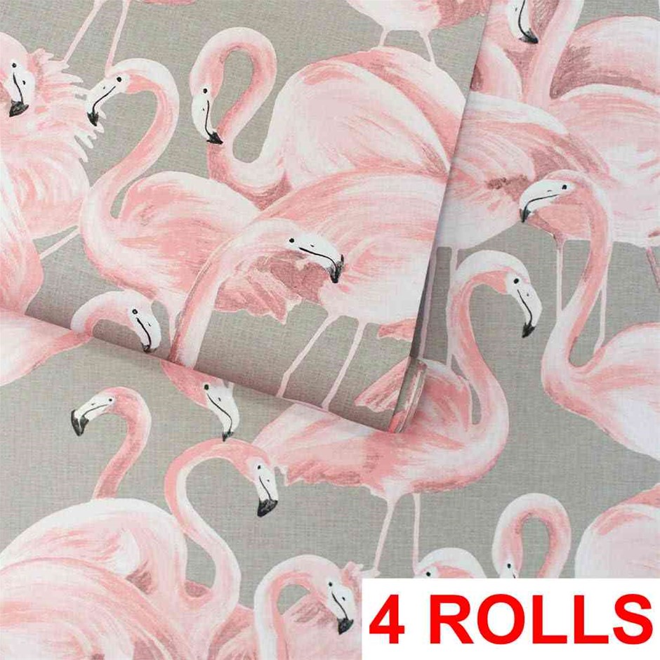 4 x TEMPAPER Cheeky Pink Flamingo Removable Peel and Stick Wallpaper (20.5