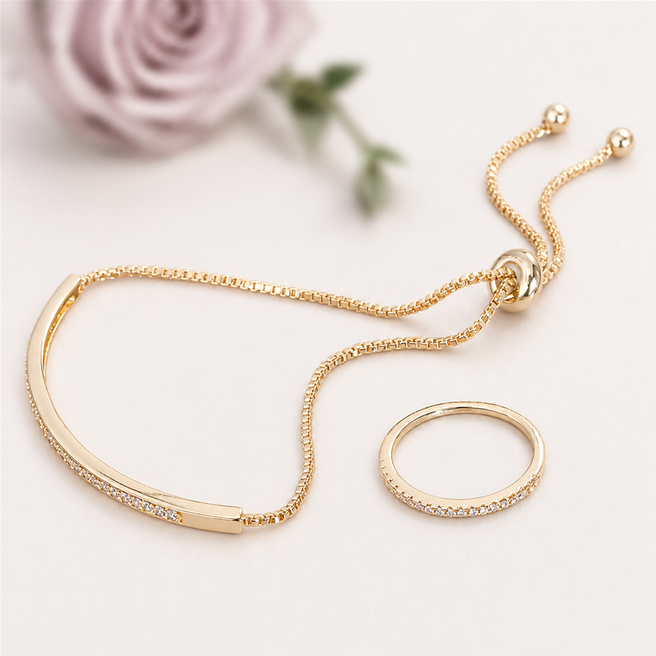 Gold Plated AAA+ Cubic Zirconia Adjustable Jewellery Set