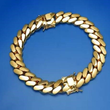 18k/Italy Yellow Gold Filled Cuban Bracelet - 8.8mm-7.5inch