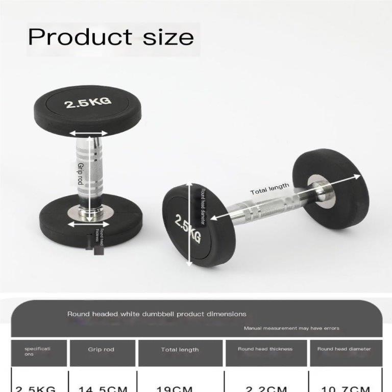 4 x Pair Of Round-head Fixed Rubber-coated Dumbbells, 2.5kg.