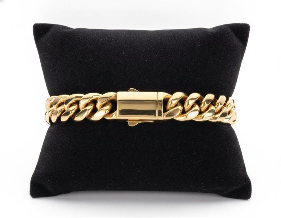 18k Italy Stamped Triple Yellow Gold Plated Bracelet-Quality Guarantee 17.5