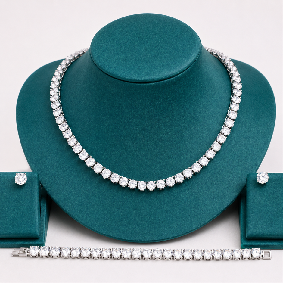 3pcs Sparking Tennis AAA+ Cubic Zirconia Jewellery Set