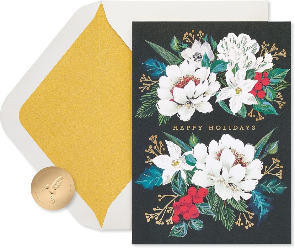 PAPYRUS Christmas Cards Boxed with Envelopes, Warmest Wishes, Vintage Flora