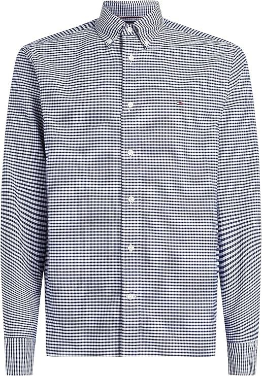 TOMMY HILFIGER Men's Heritage Oxford Gingham Regular Fit Shirt, Dark Navy/O