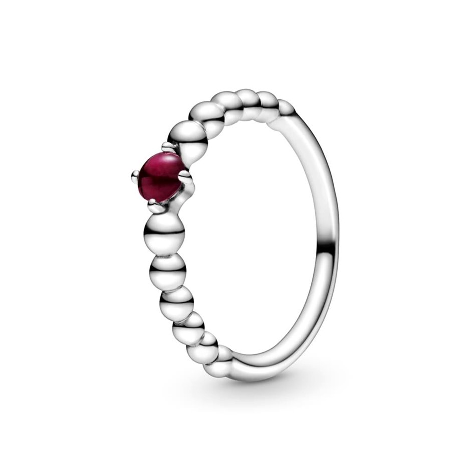 PANDORA JANUARY DARK RED SILVER RING SIZE 56 MAN-MADE DARK RED CRYSTAL