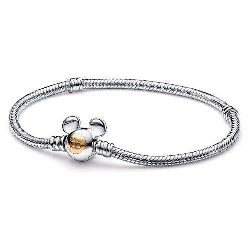 Disney 100 Mickey Mouse snake chain sterling silver and 14k gold bracelet