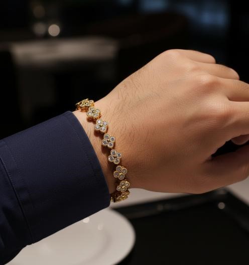 Jewelz Merchants Men's Gold-Tone Tennis Bracelet – 20cm