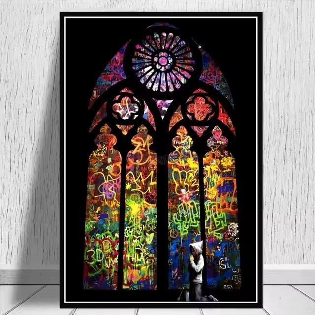 After BANKSY STREET ART "Stained Glass"