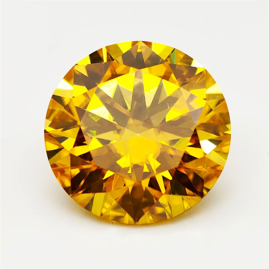 5.00ct Round Cut Golden Moissanite. GRA Certified