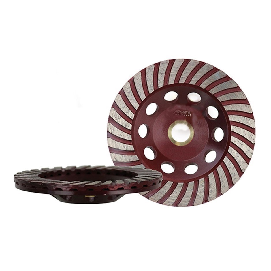 POWERS RIDGEBACK 100mm Turbo Style Concrete Grinding Cup, Red, PGCT100.