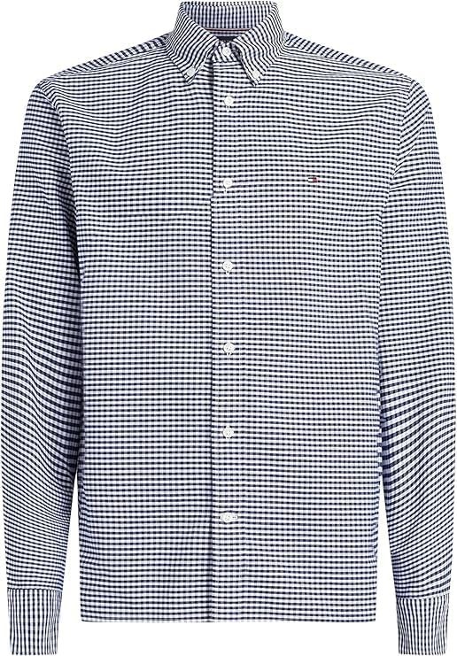 TOMMY HILFIGER Men's Heritage Oxford Gingham Regular Fit Shirt, Dark Navy/O