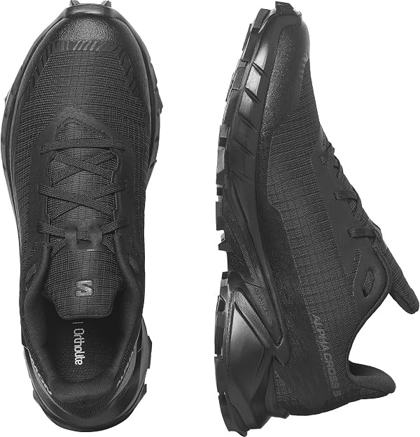 Salomon Women's Alphacross 4 Trail Running and Hiking Shoe, Black/Black/Ebo