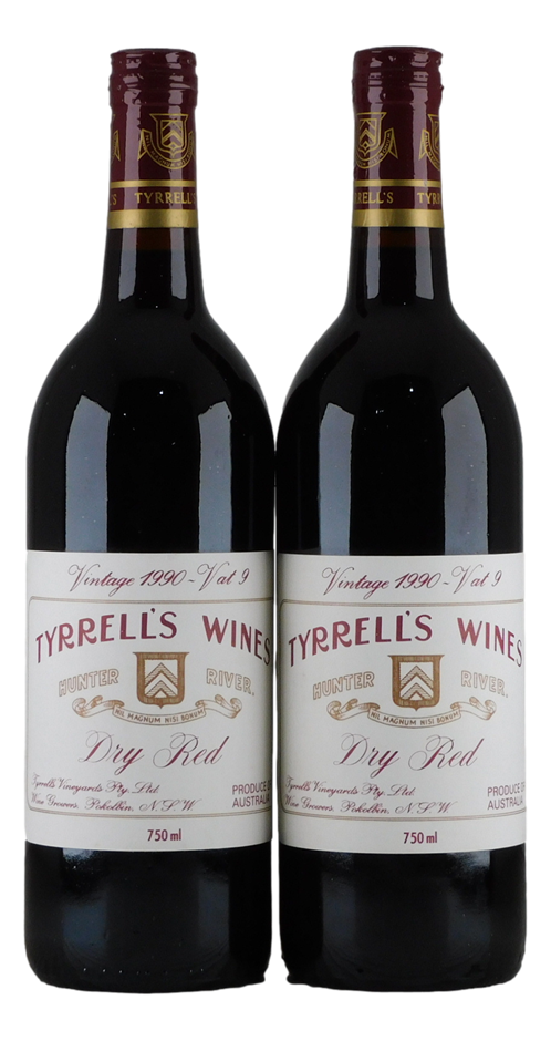 Tyrrell's Vat 9 Dry Red 1990 (2x 750mL), Hunter River.