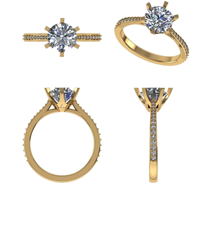 18k Yellow Gold 1.00 ct Lab Diamond Engagement Ring