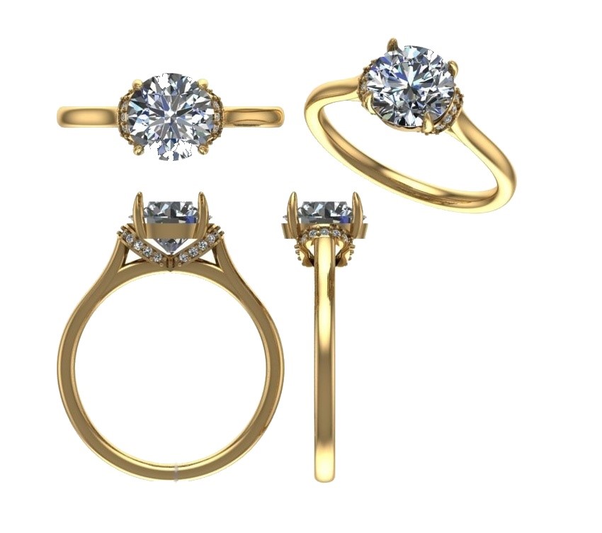 18k Yellow Gold 1.00 ct Lab Diamond Engagement Ring