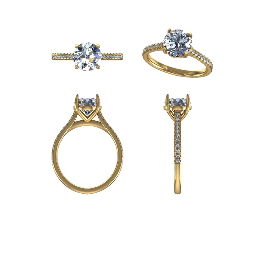 18k Yellow Gold 1.00 ct Lab Diamond Engagement Ring