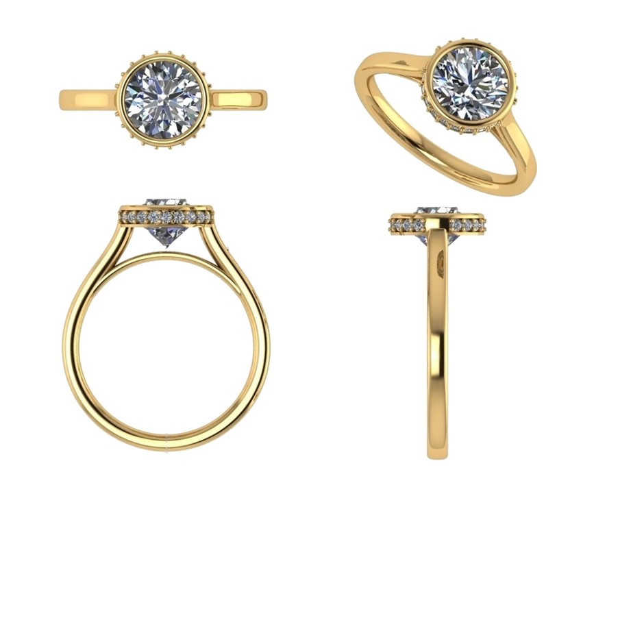 18k Yellow Gold 1.00 ct Lab Diamond Engagement Ring