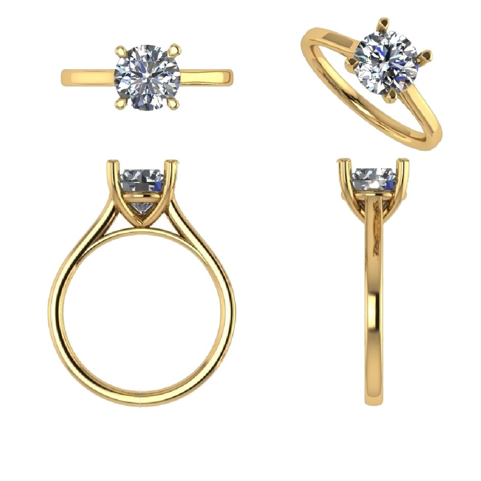18k Yellow Gold 1.00 ct Lab Diamond Engagement Ring
