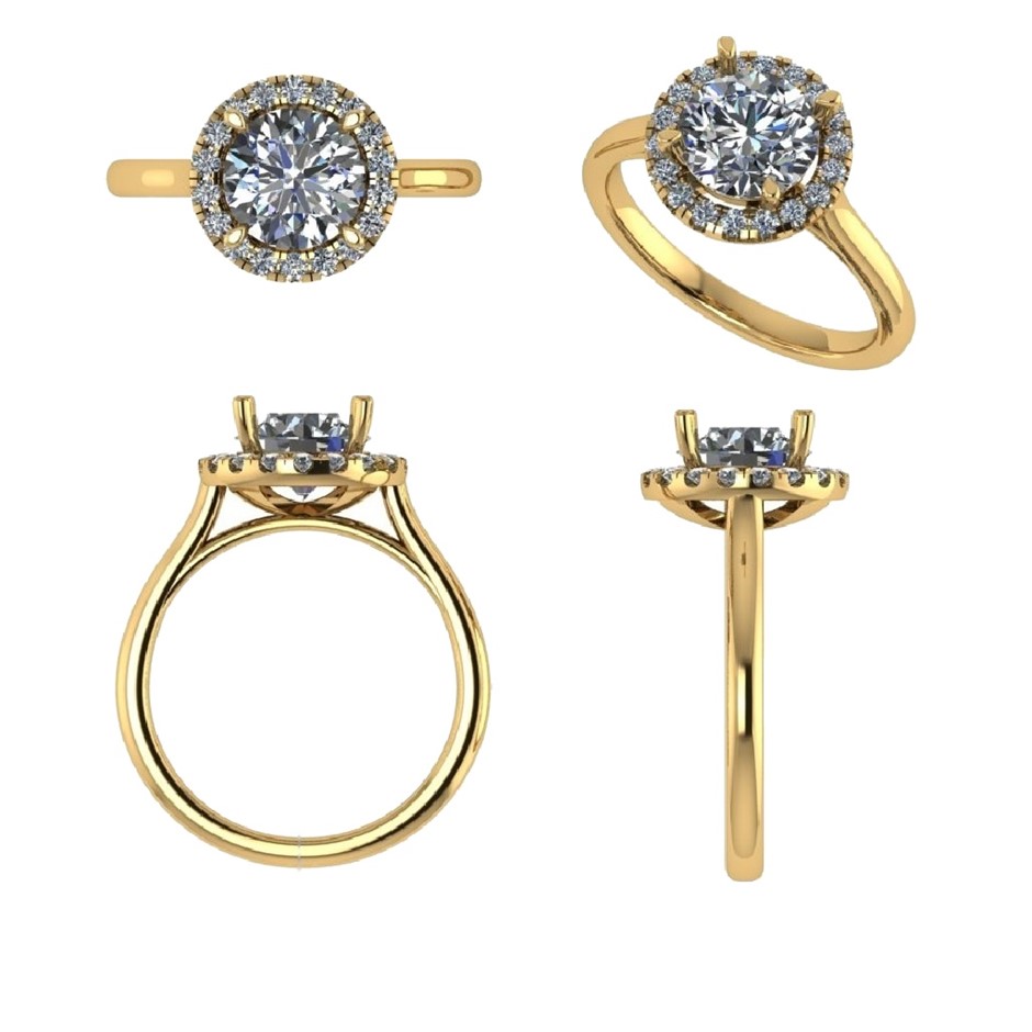 18k Yellow Gold 1.00 ct Lab Diamond Engagement Ring