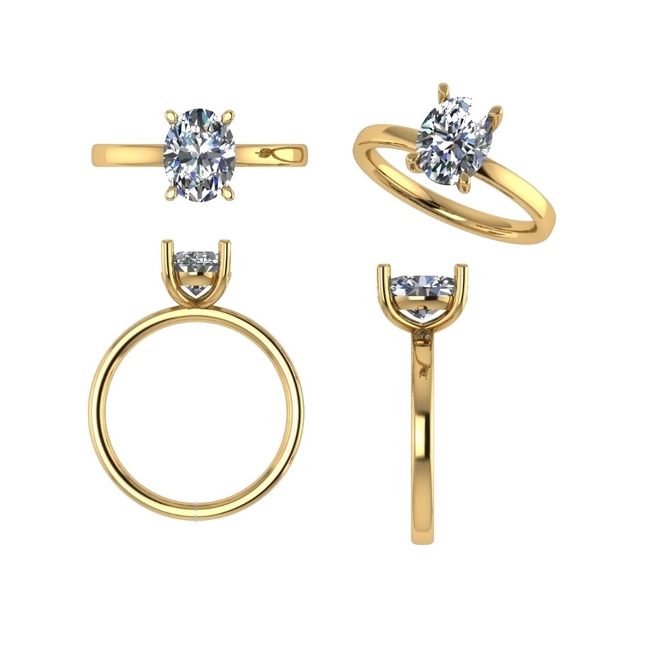 18k Yellow Gold 1.00 ct Lab Diamond Engagement Ring