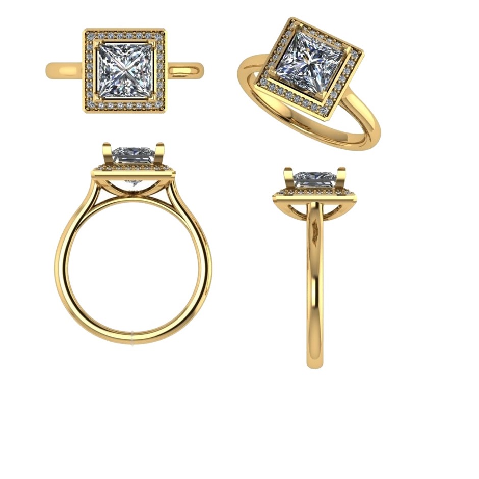 18k Yellow Gold 1.00 ct Lab Diamond Engagement Ring