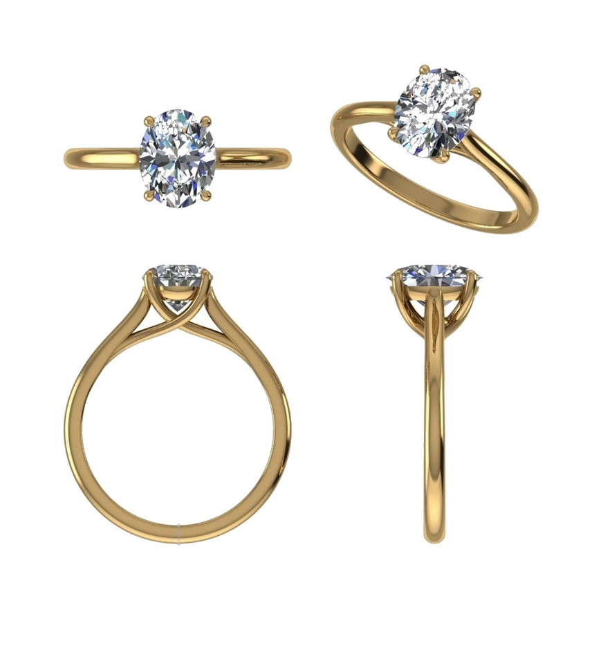 18k Yellow Gold 1.00 ct Lab Diamond Engagement Ring