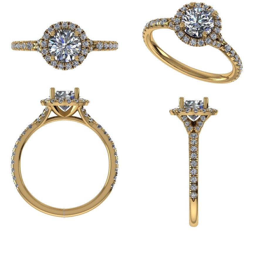 18k Yellow Gold 1.00 ct Lab Diamond Engagement Ring
