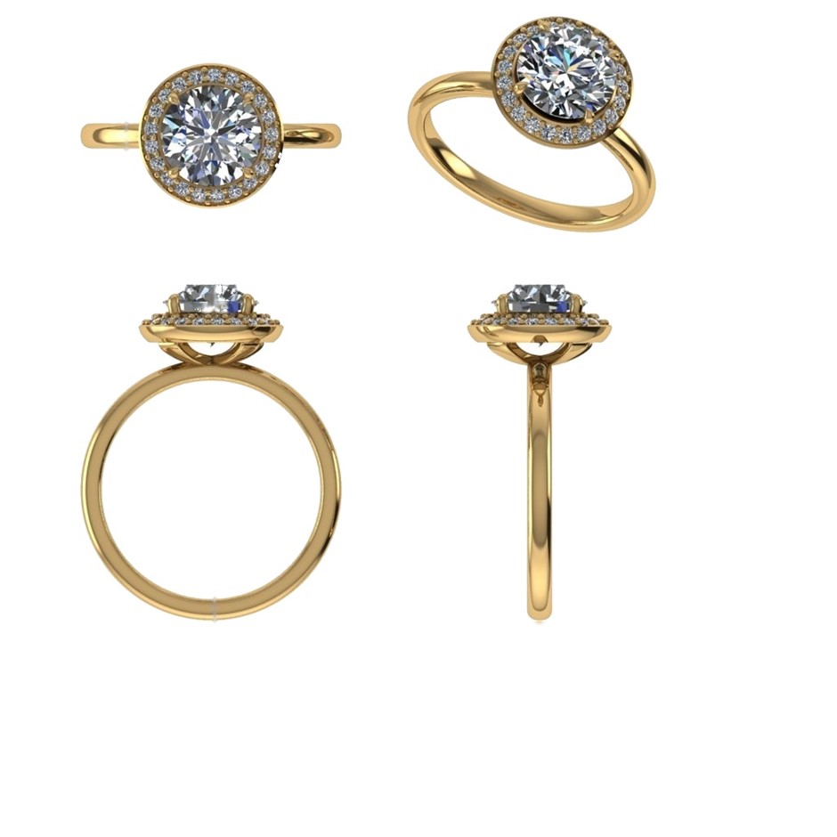 18k Yellow Gold 1.00 ct Lab Diamond Engagement Ring