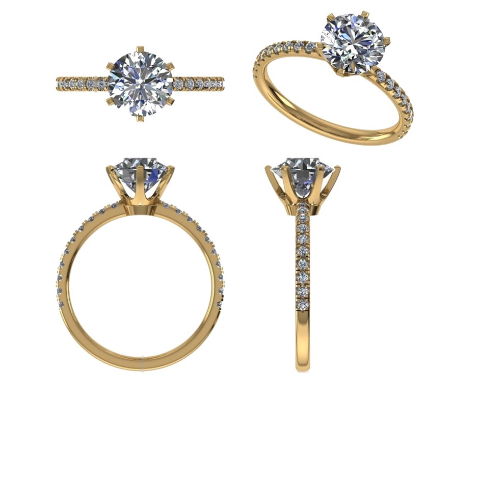 18k Yellow Gold 1.00 ct Lab Diamond Engagement Ring
