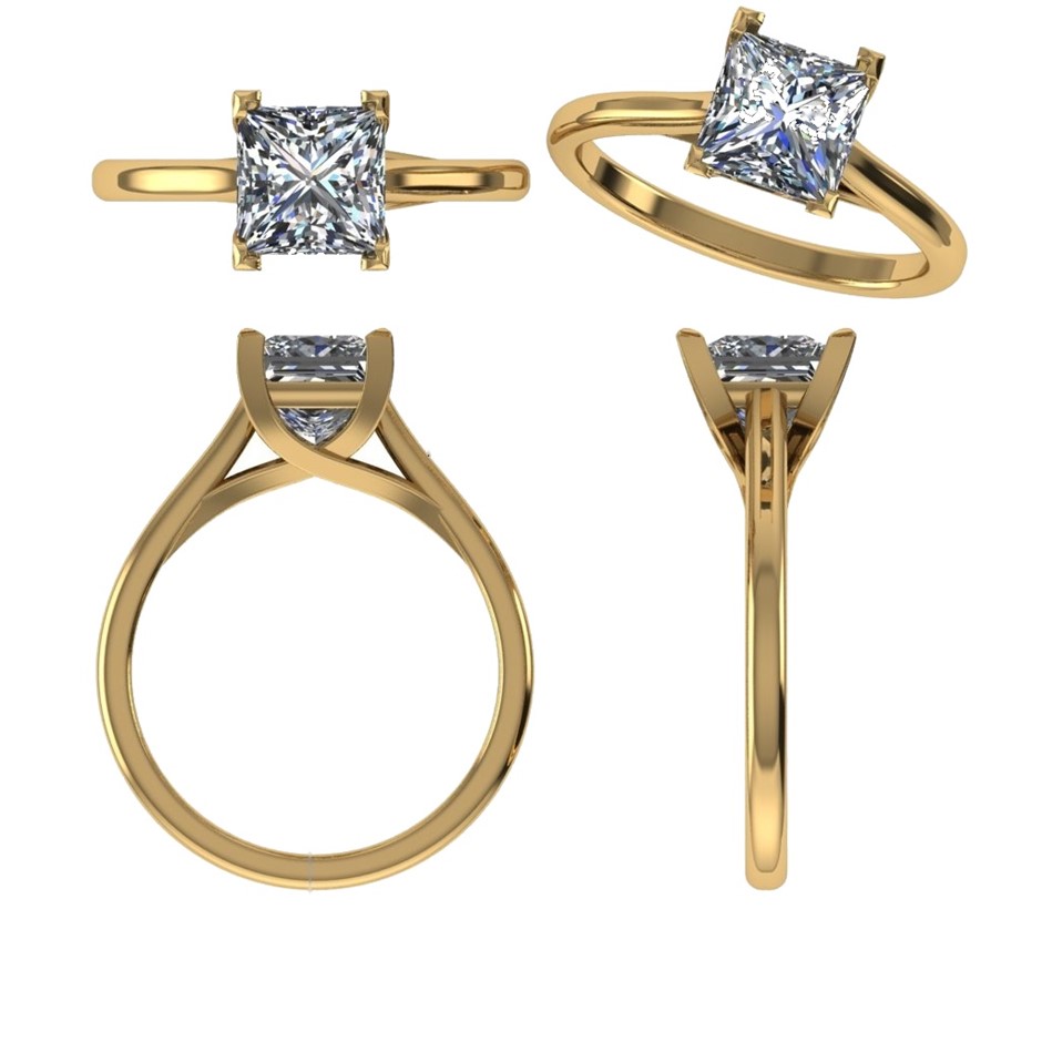 18k Yellow Gold 1.00 ct Lab Diamond Engagement Ring