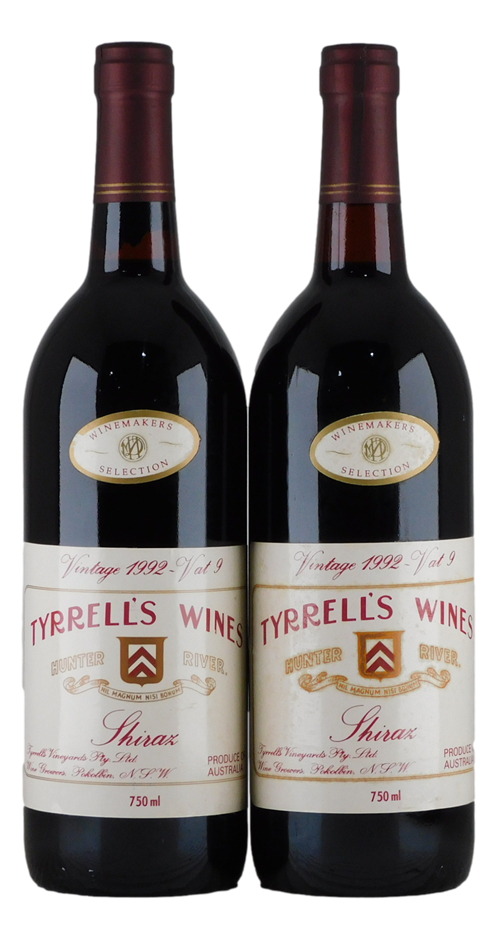 Tyrrell's Winemakers Selection Vat 9 Shiraz 1992 (2x 750mL), Hunter River.