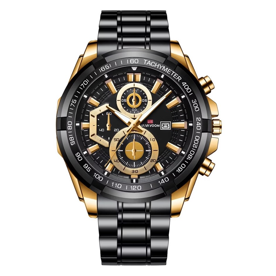 Men's Supercar Racing Analog Calendar Quartz Wristwatch-Gold/Black