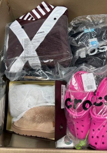 Assorted Box of Apparel, Shoes and more.  NB: Items may not be in original