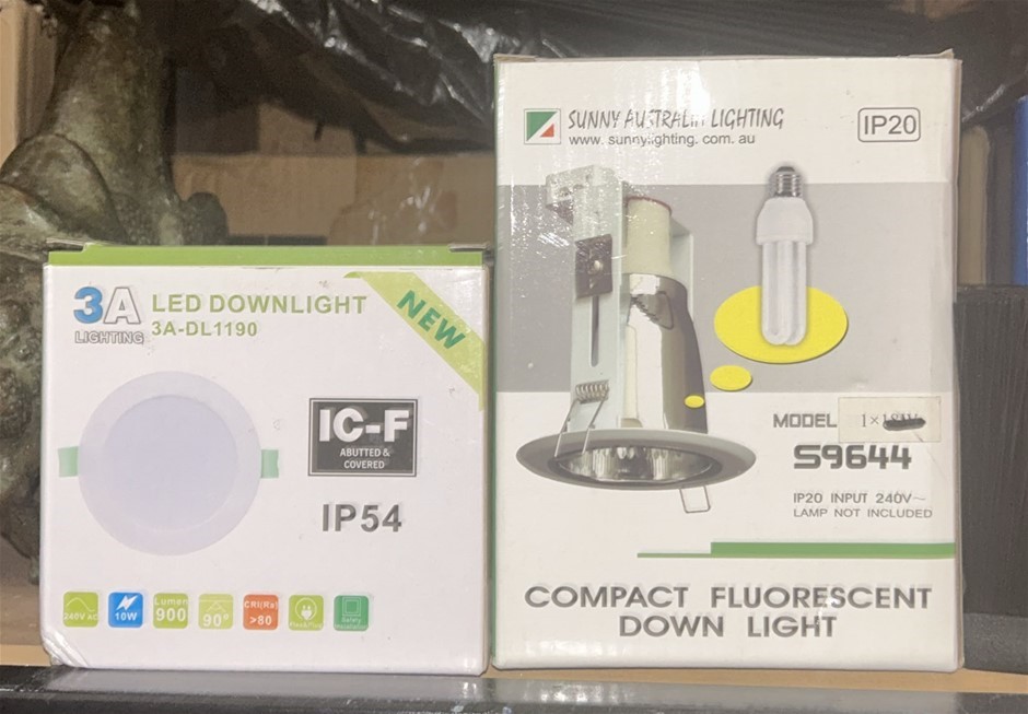 2x Down Lights (1x LED Downlight, 1x Compact Fluorescent Downlight)