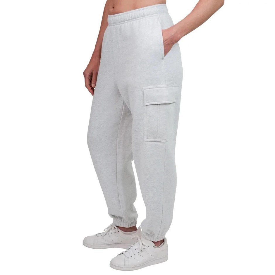 TUFF Women's Fleece Cargo Joggers, Size XL, Cotton, White Marble.