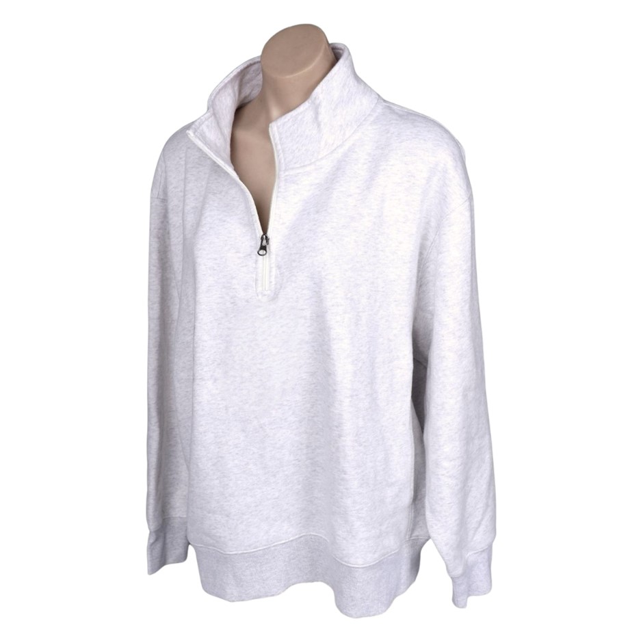 TUFF Women's 1/4 Zip Fleece Pullover, Size XL, White Marble.