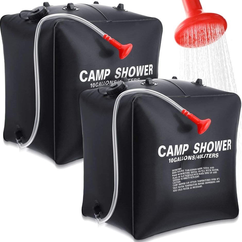 10 Gallons/ 40L Solar Camping Showers with Hot Water Portable Camping Showe