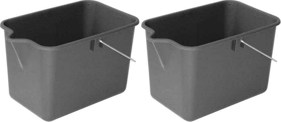 HomeLeisure Mop Bucket with Lip, Grey, 9 Litre Capacity (Pack of 2)