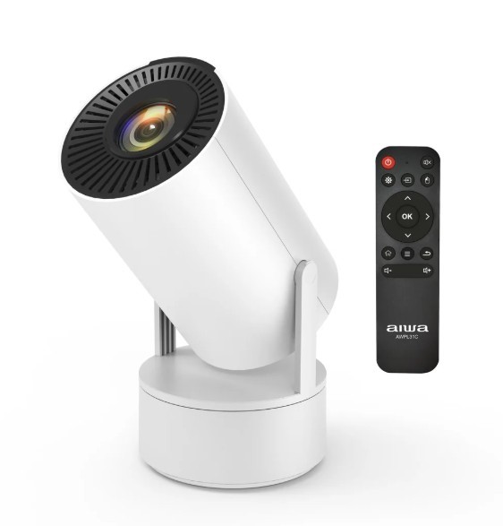 Portable Smart LED Projector with Battery Base, 130” Display, Bluetooth 5.2