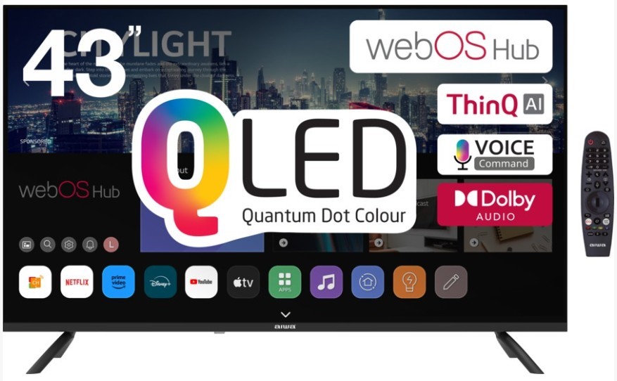 AIWA 43'' FHD Webos QLED Tv AWS4300W NB: with paint chipped (see photo)