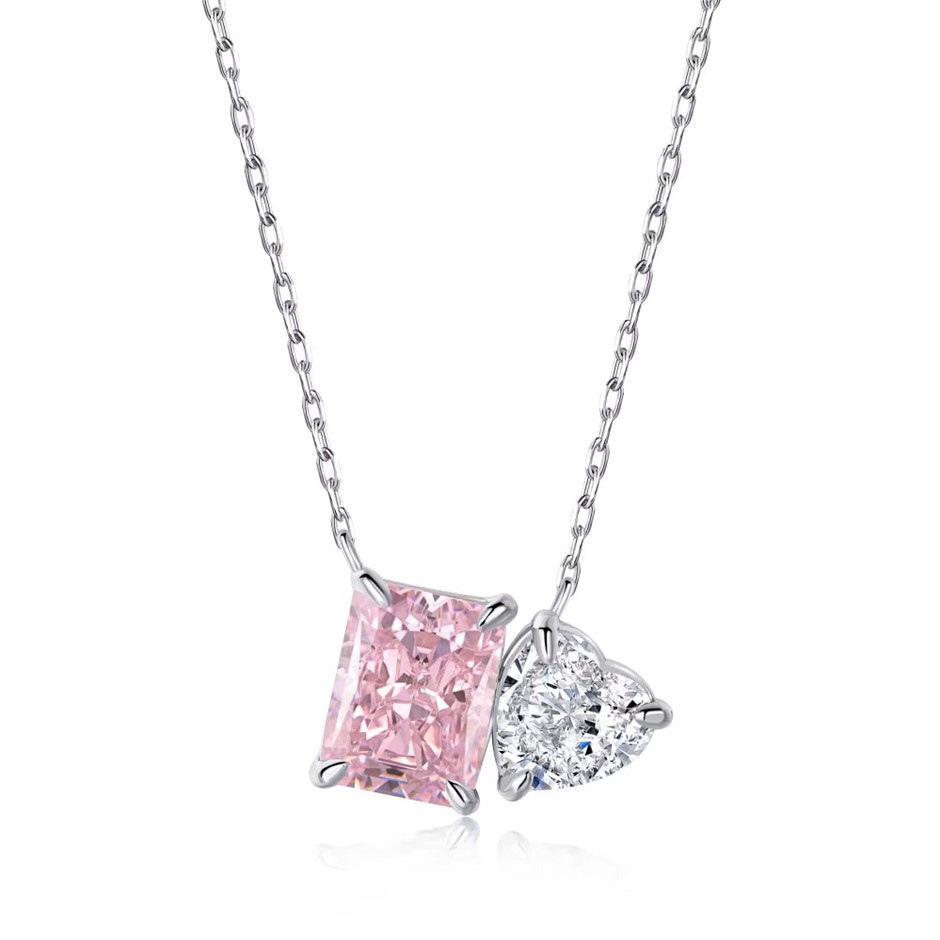 1.5ct 925 Sterling Silver 8A Cubic Zirconia Rectangle Pendant Necklace