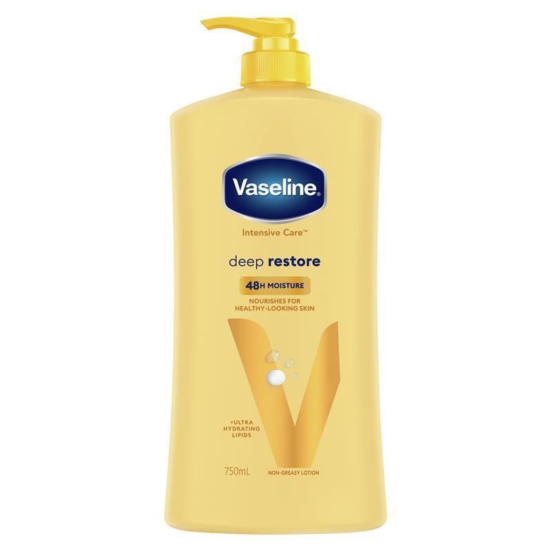 3 x VASELINE Intensive Care Deep Restore Skin Lotion, 750ml. N.B: 1 x minor
