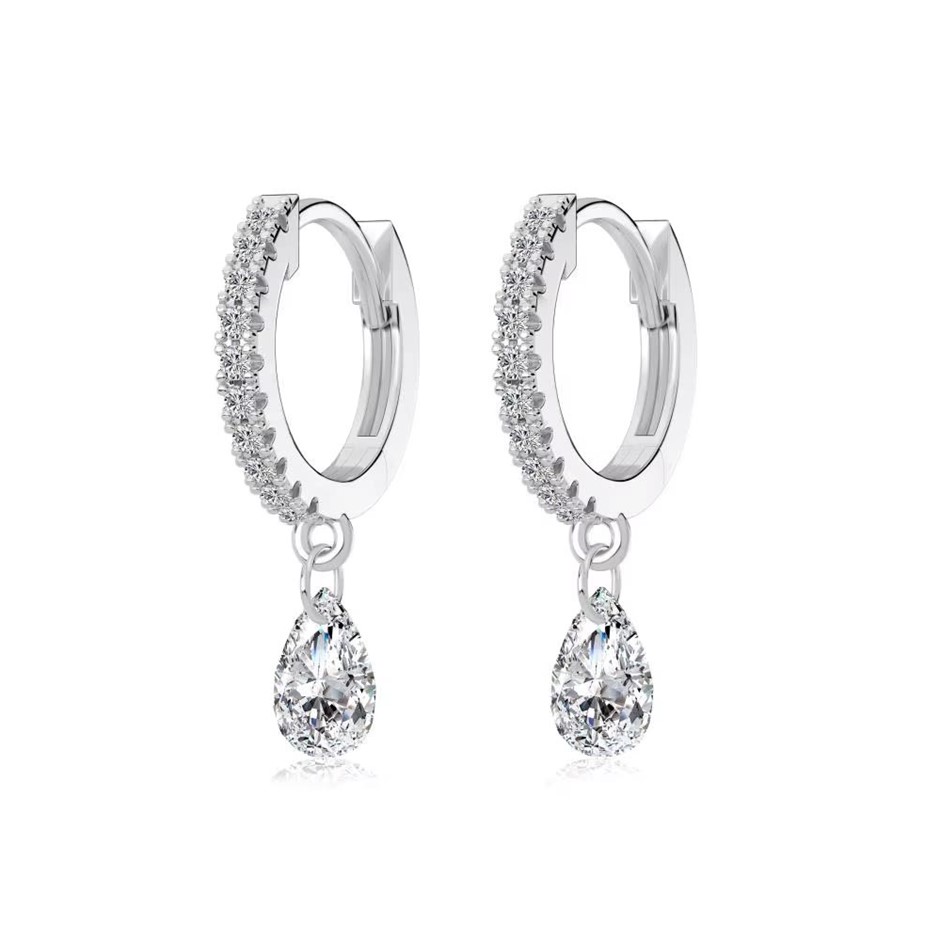 Teardrop 925 Sterling Silver Cubic Zirconia Drop Earrings