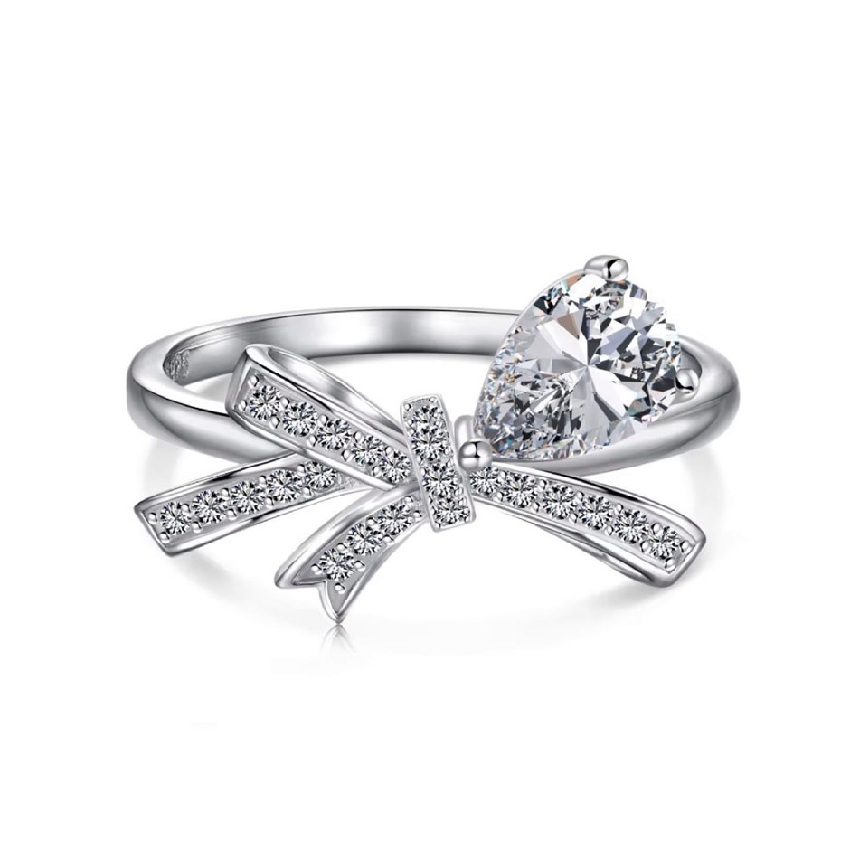 0.5ct Ribbon 5A Cubic Zirconia 925 Sterling Silver Ring - Size 9
