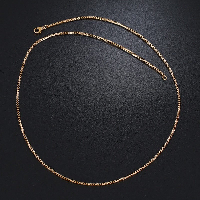 Classic 2mm Stainless Steel Box Chain Necklace - 60cm (yellow)