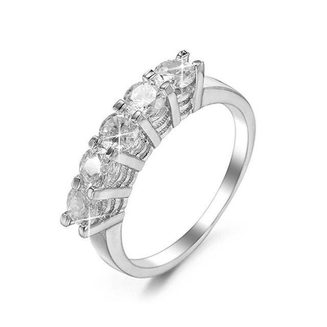 Designer Simulated Diamond Band Ring in Silver - US Size 7