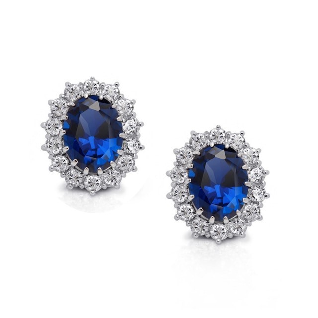 Simulated Diamond Replica Royal Earrings - Blue